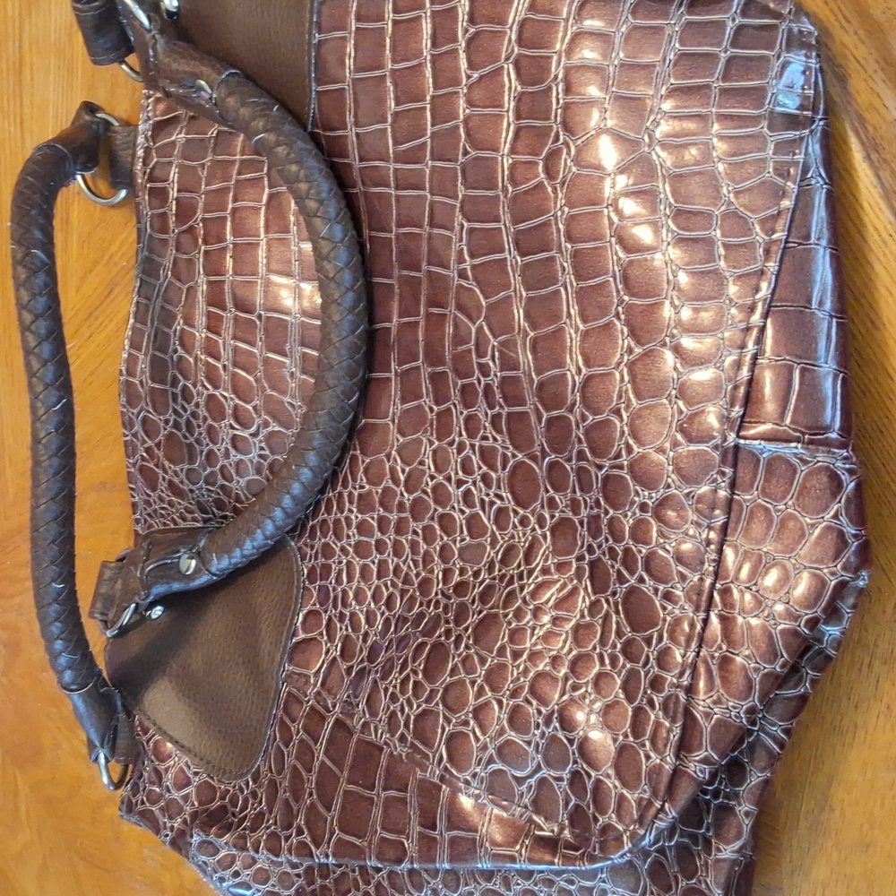 Essence Of Beauty Short Handle Brown Purse